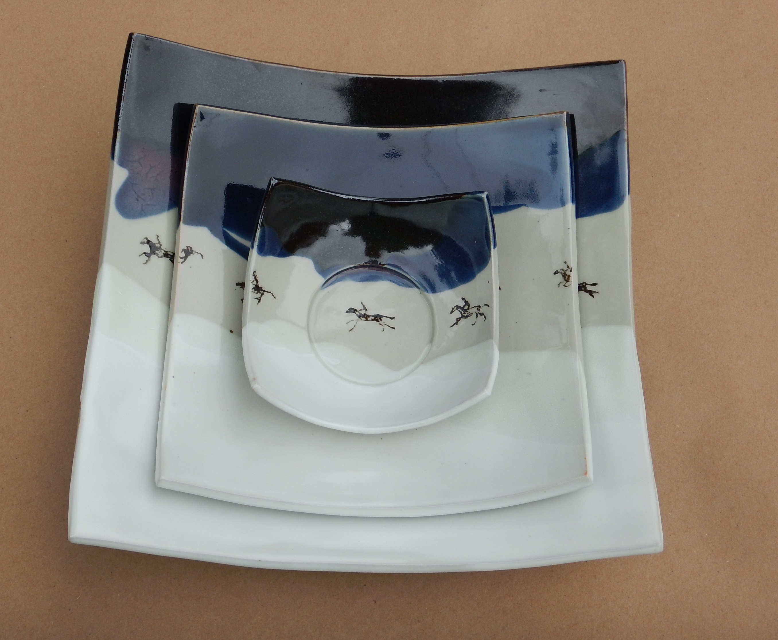 embeded plates, square plates, modern design, ceramic art